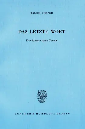 Leisner |  Das letzte Wort. | Buch |  Sack Fachmedien