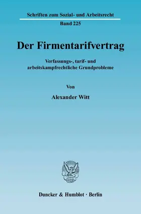 Witt |  Der Firmentarifvertrag. | Buch |  Sack Fachmedien