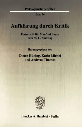 Hüning / Michel / Thomas |  Aufklärung durch Kritik. | Buch |  Sack Fachmedien