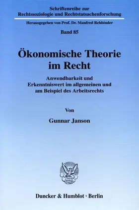 Janson | Ökonomische Theorie im Recht. | Buch | 978-3-428-11336-1 | www.sack.de