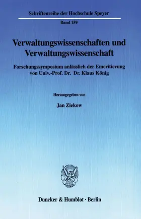 Ziekow |  Verwaltungswissenschaften und Verwaltungswissenschaft. | Buch |  Sack Fachmedien