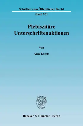 Everts |  Plebiszitäre Unterschriftenaktionen | Buch |  Sack Fachmedien