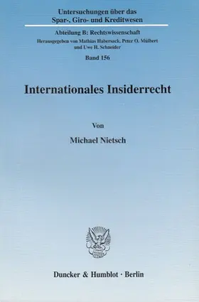 Nietsch |  Internationales Insiderrecht. | Buch |  Sack Fachmedien