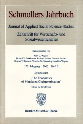 Frick |  Symposium "The Economics of Mandated Codetermination". | Buch |  Sack Fachmedien