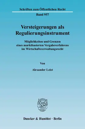Leist |  Versteigerungen als Regulierungsinstrument. | Buch |  Sack Fachmedien