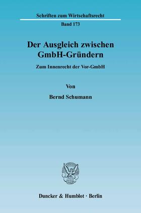 Schumann | Der Ausgleich zwischen GmbH-Gründern. | Buch | sack.de
