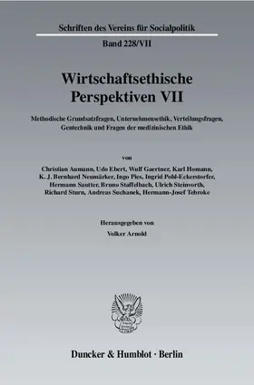 Arnold |  Wirtschaftsethische Perspektiven VII | Buch |  Sack Fachmedien