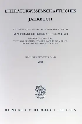 Berchem / Kapp / Müller |  Literaturwissenschaftliches Jahrbuch. | Buch |  Sack Fachmedien