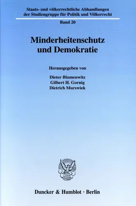 Blumenwitz / Gornig / Murswiek |  Minderheitenschutz und Demokratie | Buch |  Sack Fachmedien