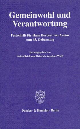 Brink / Wolff |  Gemeinwohl und Verantwortung. | Buch |  Sack Fachmedien