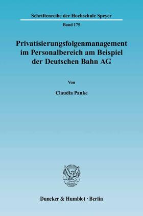 Panke | Privatisierungsfolgenmanagement im Personalbereich am Beispiel der Deutschen Bahn AG | Buch | 978-3-428-11709-3 | sack.de