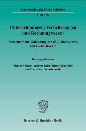 Siegel / Klein / Schneider | Unternehmungen, Versicherungen und Rechnungswesen | Buch | 978-3-428-11711-6 | sack.de