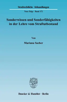Sacher |  Sonderwissen und Sonderfähigkeiten in der Lehre vom Straftatbestand | Buch |  Sack Fachmedien