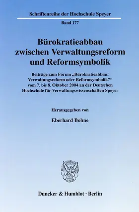 Bohne |  Bürokratieabbau zwischen Verwaltungsreform und Reformsymbolik. | Buch |  Sack Fachmedien
