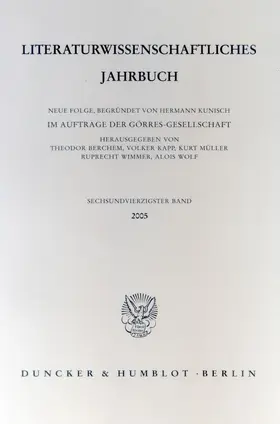 Berchem / Kapp / Müller |  Literaturwissenschaftliches Jahrbuch. | Buch |  Sack Fachmedien
