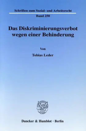 Leder |  Das Diskriminierungsverbot wegen einer Behinderung | Buch |  Sack Fachmedien