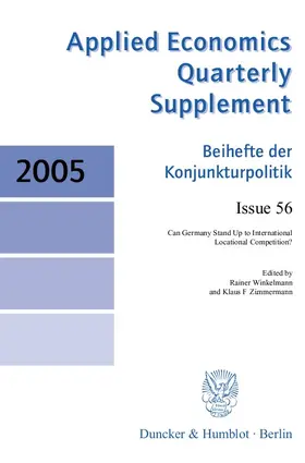 Winkelmann / Zimmermann |  Can Germany Stand Up to International Locational Competition? | Buch |  Sack Fachmedien