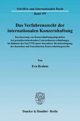 Bruhns |  Das Verfahrensrecht der internationalen Konzernhaftung | Buch |  Sack Fachmedien