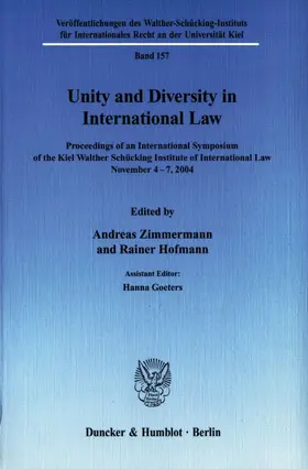 Zimmermann / Hofmann |  Unity and Diversity in International Law. | Buch |  Sack Fachmedien