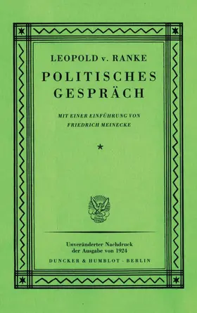 Ranke |  Politisches Gespräch. | Buch |  Sack Fachmedien