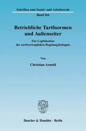Arnold |  Betriebliche Tarifnormen und Außenseiter. | Buch |  Sack Fachmedien