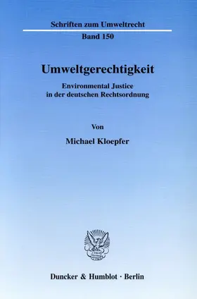 Kloepfer |  Umweltgerechtigkeit | Buch |  Sack Fachmedien