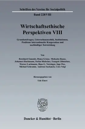 Ebert |  Wirtschaftsethische Perspektiven VIII | Buch |  Sack Fachmedien