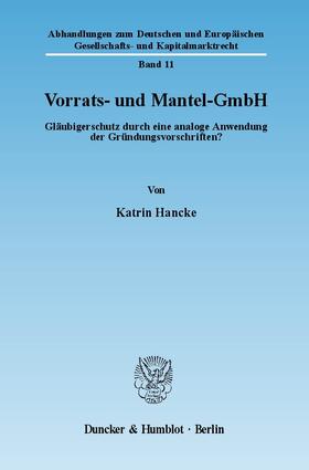Hancke |  Vorrats- und Mantel-GmbH | Buch |  Sack Fachmedien