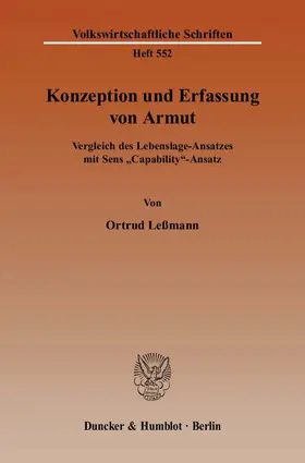 Leßmann |  Konzeption und Erfassung von Armut | Buch |  Sack Fachmedien