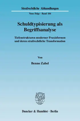 Zabel |  Schuldtypisierung als Begriffsanalyse. | Buch |  Sack Fachmedien