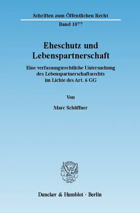 Schüffner |  Eheschutz und Lebenspartnerschaft. | Buch |  Sack Fachmedien