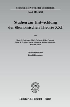 Hagemann / Neumark | Studien zur Entwicklung der ökonomischen Theorie | Buch | 978-3-428-12455-8 | sack.de