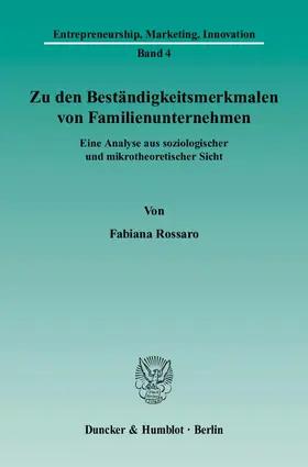 Rossaro |  Zu den Beständigkeitsmerkmalen von Familienunternehmen | Buch |  Sack Fachmedien