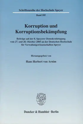 Arnim | Korruption und Korruptionsbekämpfung | Buch | 978-3-428-12526-5 | www.sack.de