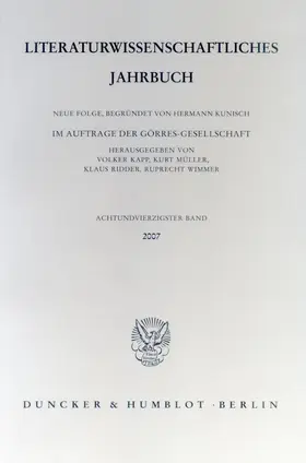 Kapp / Müller / Ridder |  Literaturwissenschaftliches Jahrbuch. | Buch |  Sack Fachmedien