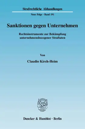 Kirch-Heim |  Sanktionen gegen Unternehmen. | Buch |  Sack Fachmedien