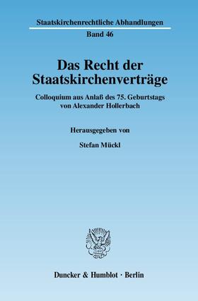 Mückl |  Das Recht der Staatskirchenverträge | Buch |  Sack Fachmedien