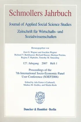 Ferrer-i-Carbonell / Grabka / Kroh |  Proceedings of the 7th International Socio-Economic Panel User Conference (SOEP2006) | Buch |  Sack Fachmedien