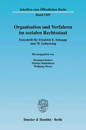 Butzer / Kaltenborn / Meyer |  Organisation und Verfahren im sozialen Rechtsstaat | Buch |  Sack Fachmedien