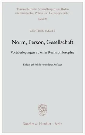 Jakobs |  Norm, Person, Gesellschaft. | Buch |  Sack Fachmedien