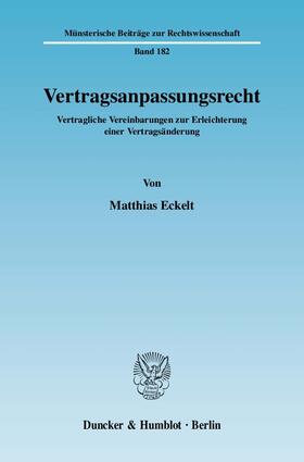 Eckelt |  Vertragsanpassungsrecht | Buch |  Sack Fachmedien