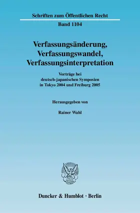 Wahl |  Verfassungsänderung, Verfassungswandel, Verfassungsinterpretation | Buch |  Sack Fachmedien