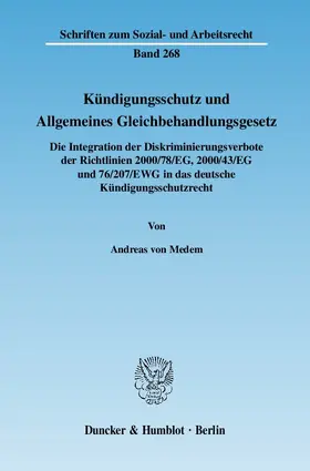 Medem |  Kündigungsschutz und Allgemeines Gleichbehandlungsgesetz. | Buch |  Sack Fachmedien