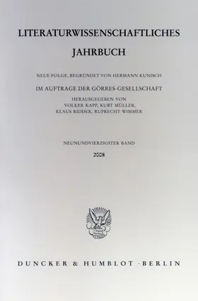 Kapp / Müller / Ridder |  Literaturwissenschaftliches Jahrbuch. | Buch |  Sack Fachmedien
