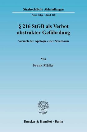 Müller | § 216 StGB als Verbot abstrakter Gefährdung | Buch | sack.de