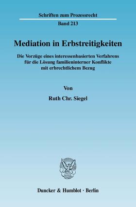 Siegel |  Siegel, R: Mediation in Erbstreitigkeiten | Buch |  Sack Fachmedien