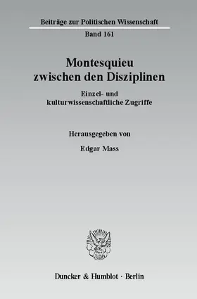Mass |  Montesquieu zwischen den Disziplinen | Buch |  Sack Fachmedien