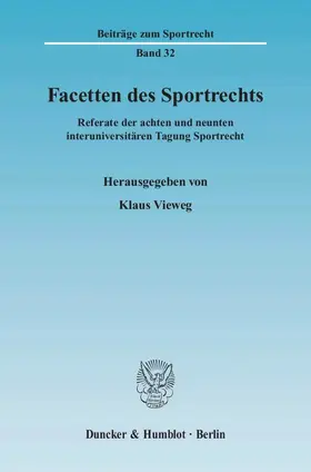 Vieweg |  Facetten des Sportrechts | Buch |  Sack Fachmedien