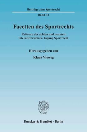 Vieweg | Facetten des Sportrechts | Buch | sack.de