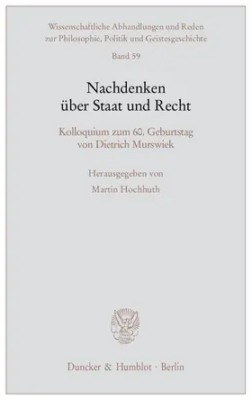 Hochhuth |  Nachdenken über Staat und Recht | Buch |  Sack Fachmedien